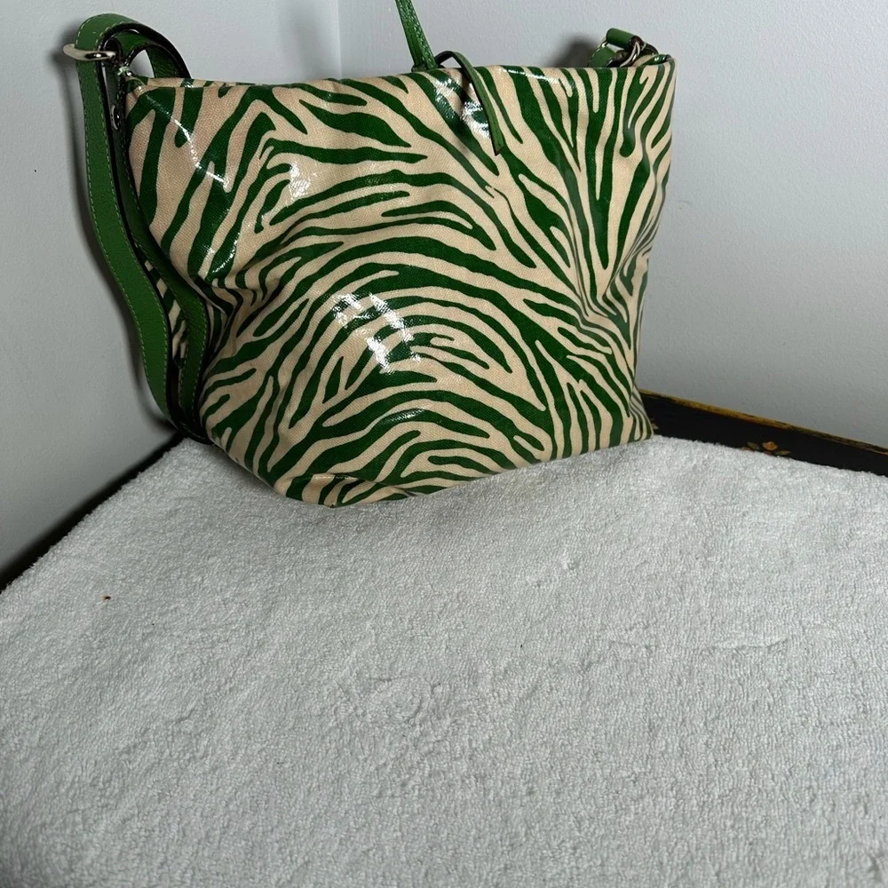 Kate Spade Green Cream Zebra Print Handbag - Picture 5 of 8